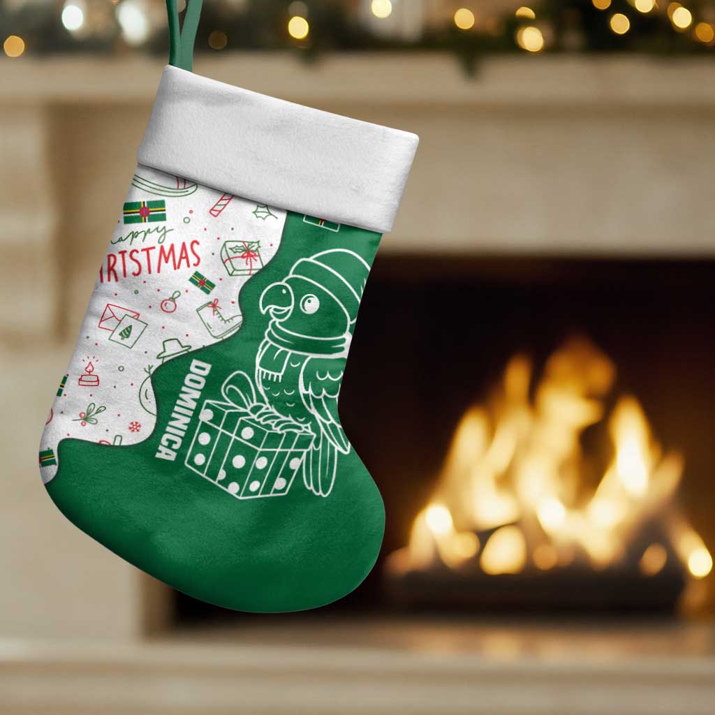 Dominica Christmas Stocking with Parrot Gift Box and Festive Pattern Design - Wonder Print Shop