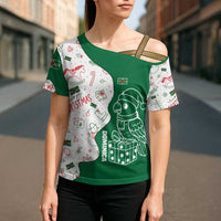 Dominica Christmas Cross Shoulder Shirt with Parrot Gift Box and Festive Pattern Design - Wonder Print Shop