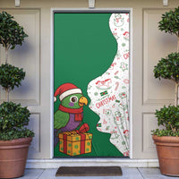 Dominica Christmas Door Cover with Parrot Gift Box and Festive Pattern Design - Wonder Print Shop