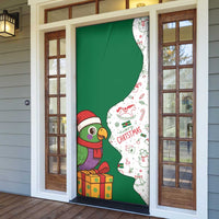 Dominica Christmas Door Cover with Parrot Gift Box and Festive Pattern Design - Wonder Print Shop