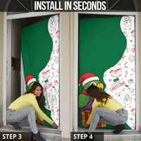 Dominica Christmas Door Cover with Parrot Gift Box and Festive Pattern Design - Wonder Print Shop
