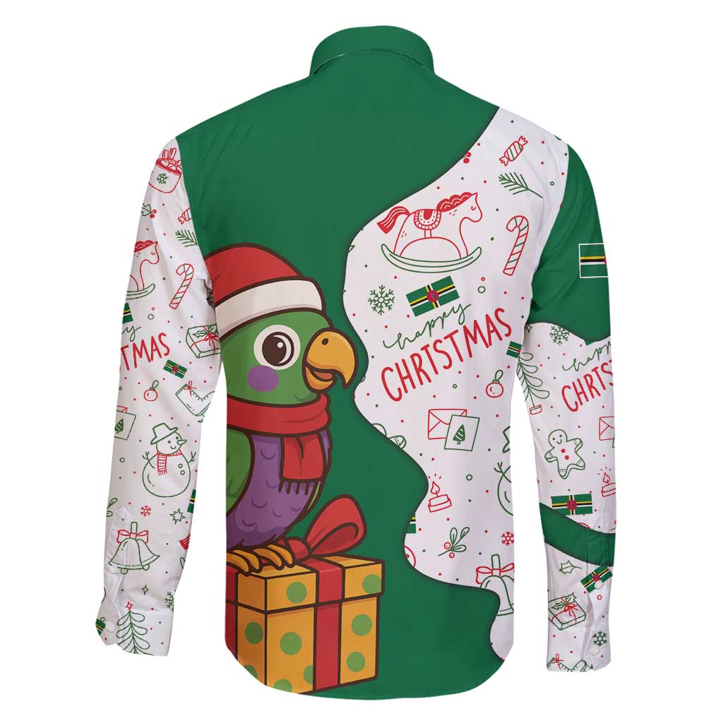 Dominica Christmas Family Matching Long Sleeve Bodycon Dress and Hawaiian Shirt with Parrot Gift Box and Festive Pattern Design - Wonder Print Shop