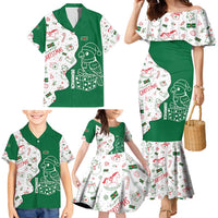 Dominica Christmas Family Matching Mermaid Dress and Hawaiian Shirt with Parrot Gift Box and Festive Pattern Design - Wonder Print Shop