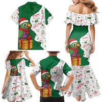 Dominica Christmas Family Matching Mermaid Dress and Hawaiian Shirt with Parrot Gift Box and Festive Pattern Design - Wonder Print Shop