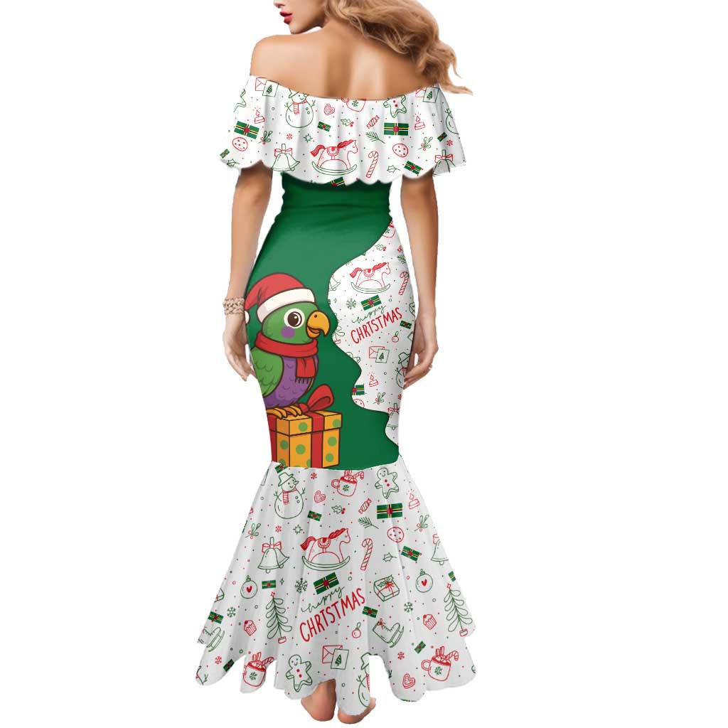 Dominica Christmas Family Matching Mermaid Dress and Hawaiian Shirt with Parrot Gift Box and Festive Pattern Design - Wonder Print Shop