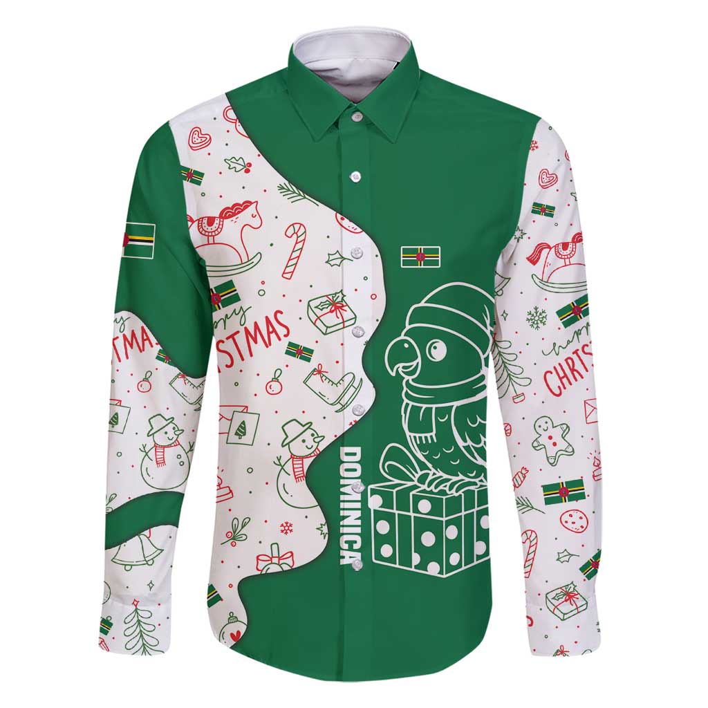 Dominica Christmas Family Matching Off Shoulder Maxi Dress and Hawaiian Shirt with Parrot Gift Box and Festive Pattern Design - Wonder Print Shop