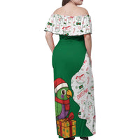 Dominica Christmas Family Matching Off Shoulder Maxi Dress and Hawaiian Shirt with Parrot Gift Box and Festive Pattern Design - Wonder Print Shop