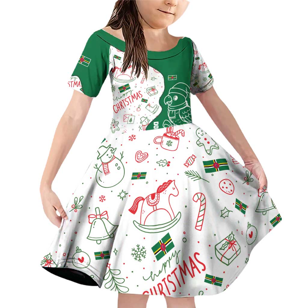 Dominica Christmas Family Matching Off Shoulder Short Dress and Hawaiian Shirt with Parrot Gift Box and Festive Pattern Design - Wonder Print Shop