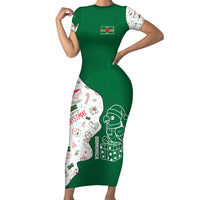 Dominica Christmas Family Matching Short Sleeve Bodycon Dress and Hawaiian Shirt with Parrot Gift Box and Festive Pattern Design - Wonder Print Shop