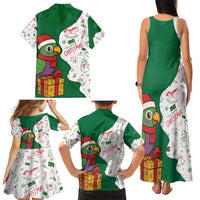 Dominica Christmas Family Matching Tank Maxi Dress and Hawaiian Shirt with Parrot Gift Box and Festive Pattern Design - Wonder Print Shop
