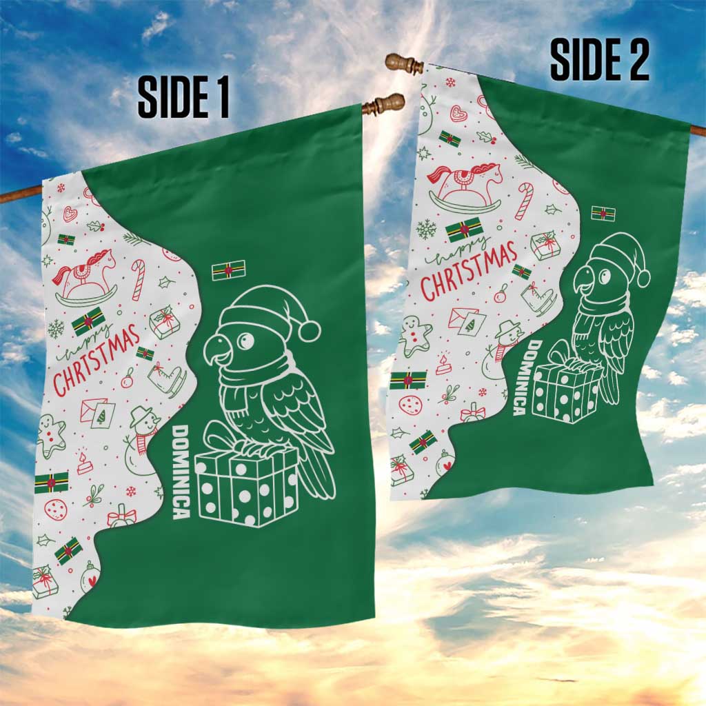 Dominica Christmas Garden Flag with Parrot Gift Box and Festive Pattern Design - Wonder Print Shop