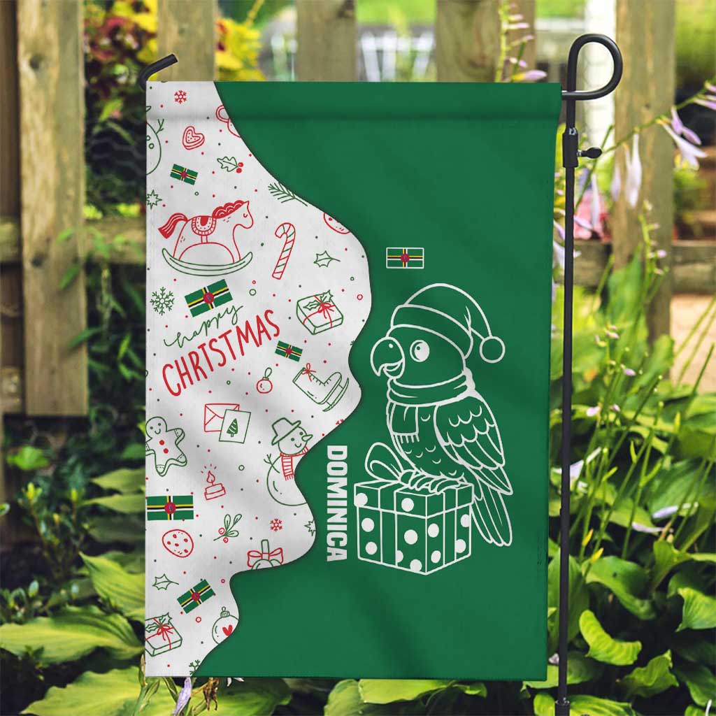 Dominica Christmas Garden Flag with Parrot Gift Box and Festive Pattern Design - Wonder Print Shop