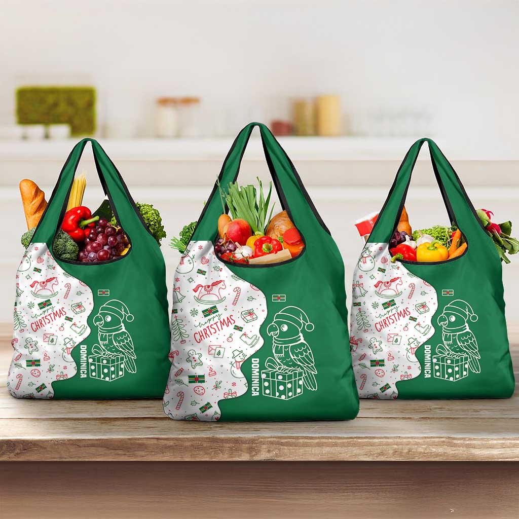 Dominica Christmas Grocery Bag with Parrot Gift Box and Festive Pattern Design - Wonder Print Shop