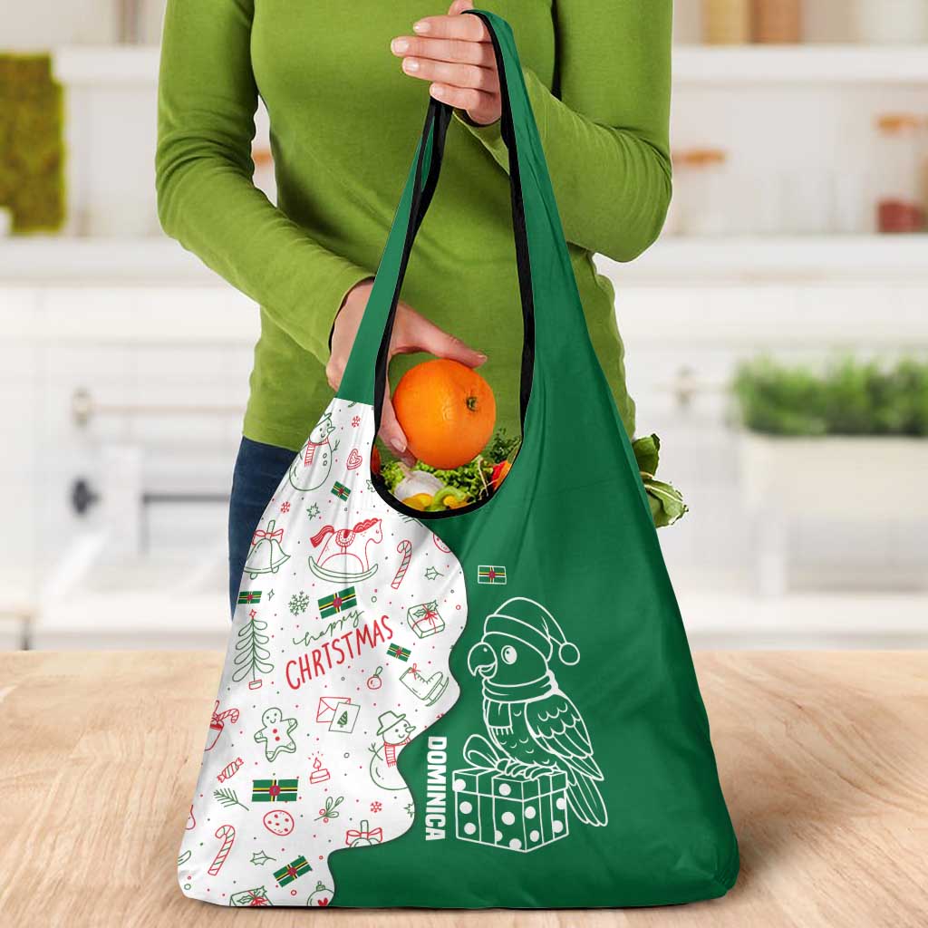 Dominica Christmas Grocery Bag with Parrot Gift Box and Festive Pattern Design - Wonder Print Shop