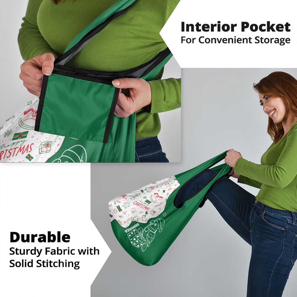 Dominica Christmas Grocery Bag with Parrot Gift Box and Festive Pattern Design - Wonder Print Shop