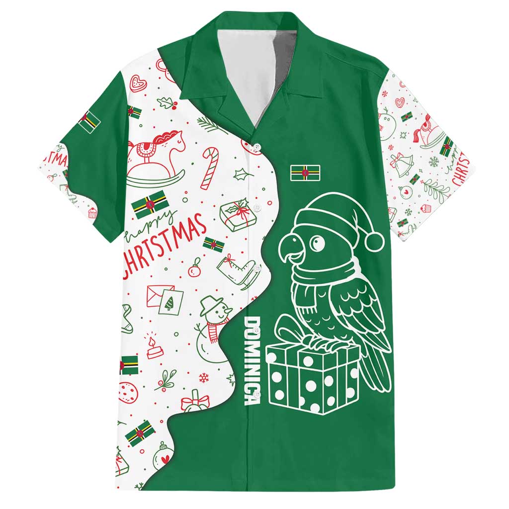 Dominica Christmas Hawaiian Shirt with Parrot Gift Box and Festive Pattern Design - Wonder Print Shop