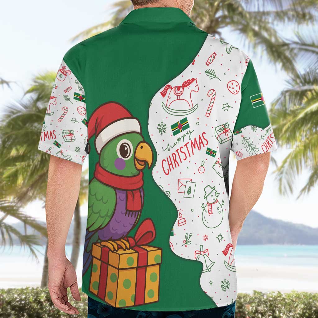 Dominica Christmas Hawaiian Shirt with Parrot Gift Box and Festive Pattern Design - Wonder Print Shop
