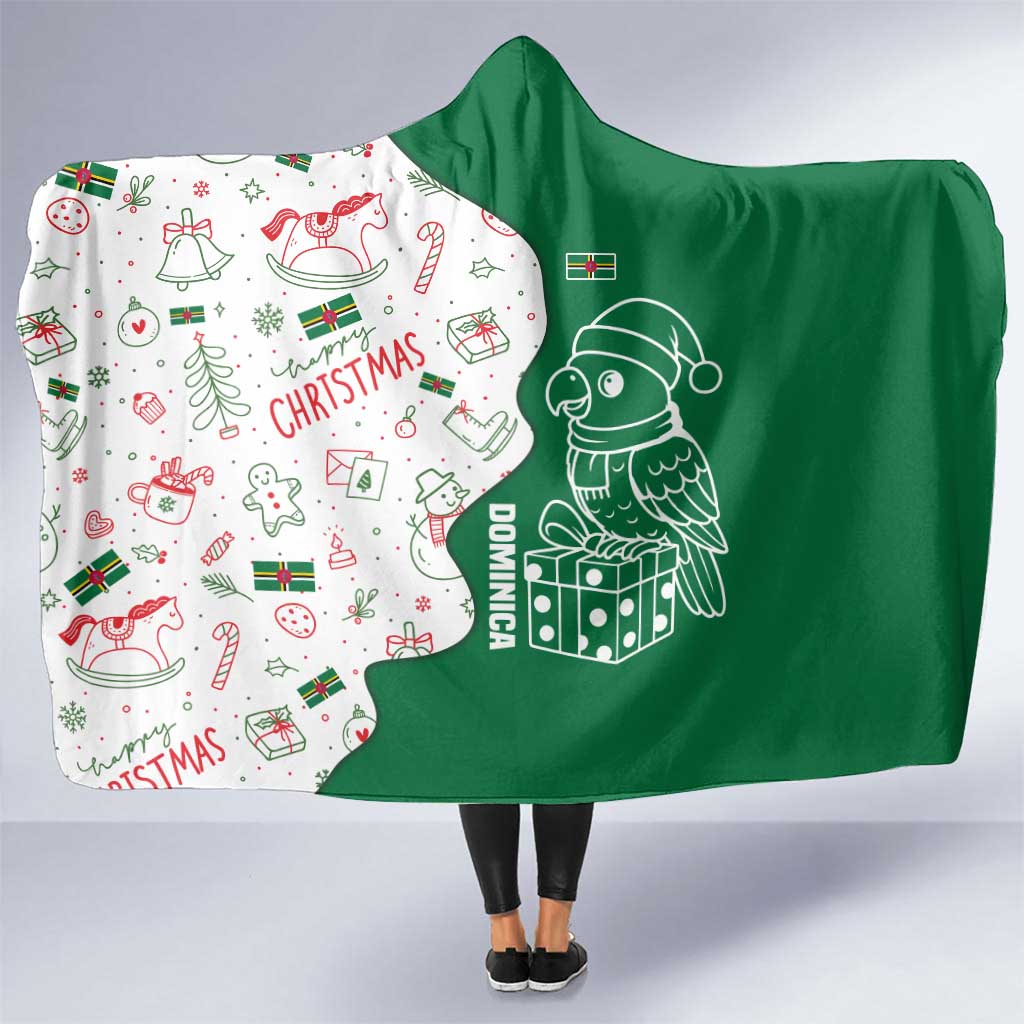 Dominica Christmas Hooded Blanket with Parrot Gift Box and Festive Pattern Design - Wonder Print Shop