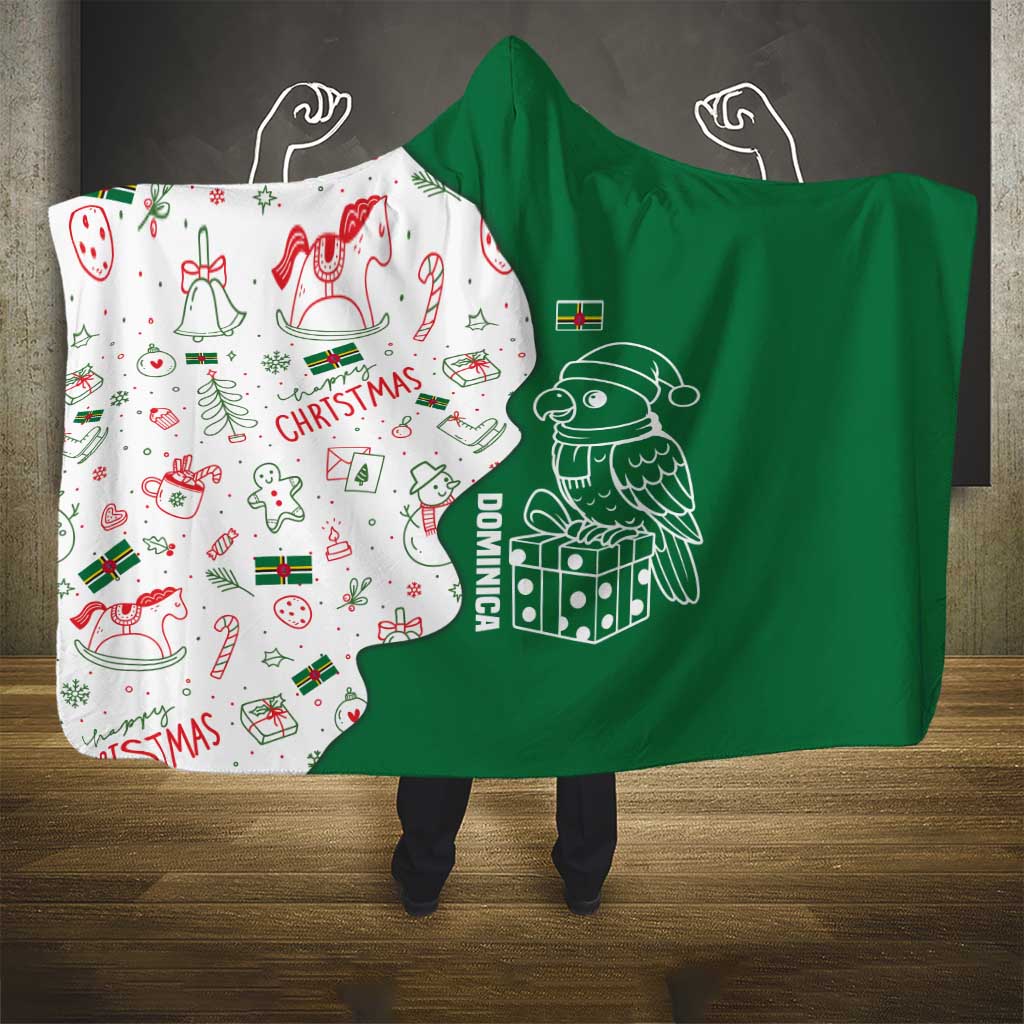 Dominica Christmas Hooded Blanket with Parrot Gift Box and Festive Pattern Design - Wonder Print Shop