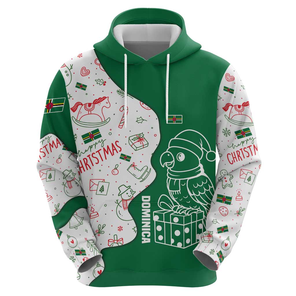 Dominica Christmas Hoodie with Parrot Gift Box and Festive Pattern Design - Wonder Print Shop