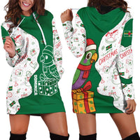 Dominica Christmas Hoodie Dress with Parrot Gift Box and Festive Pattern Design - Wonder Print Shop