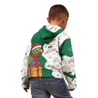 Dominica Christmas Kid Hoodie with Parrot Gift Box and Festive Pattern Design - Wonder Print Shop