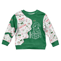 Dominica Christmas Kid Ugly Christmas Sweater with Parrot Gift Box and Festive Pattern Design - Wonder Print Shop