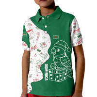 Dominica Christmas Kid Polo Shirt with Parrot Gift Box and Festive Pattern Design - Wonder Print Shop