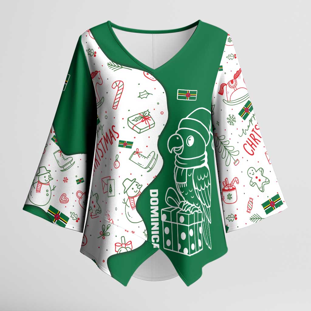 Dominica Christmas Kimono Sleeve Blouse with Parrot Gift Box and Festive Pattern Design - Wonder Print Shop