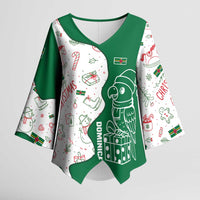 Dominica Christmas Kimono Sleeve Blouse with Parrot Gift Box and Festive Pattern Design - Wonder Print Shop