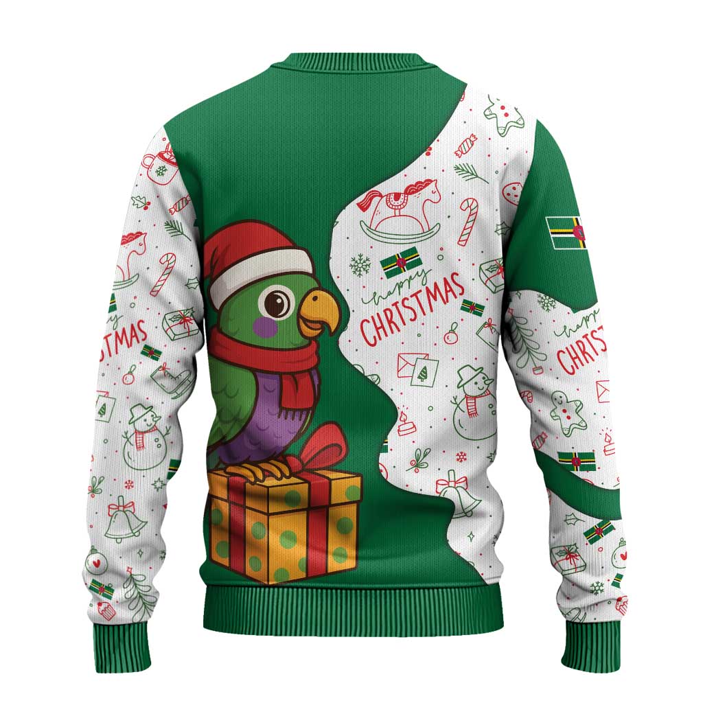 Dominica Christmas Ugly Christmas Sweater with Parrot Gift Box and Festive Pattern Design - Wonder Print Shop