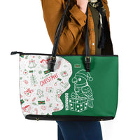 Dominica Christmas Leather Tote Bag with Parrot Gift Box and Festive Pattern Design - Wonder Print Shop