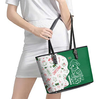 Dominica Christmas Leather Tote Bag with Parrot Gift Box and Festive Pattern Design - Wonder Print Shop