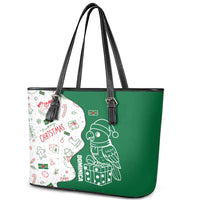 Dominica Christmas Leather Tote Bag with Parrot Gift Box and Festive Pattern Design - Wonder Print Shop