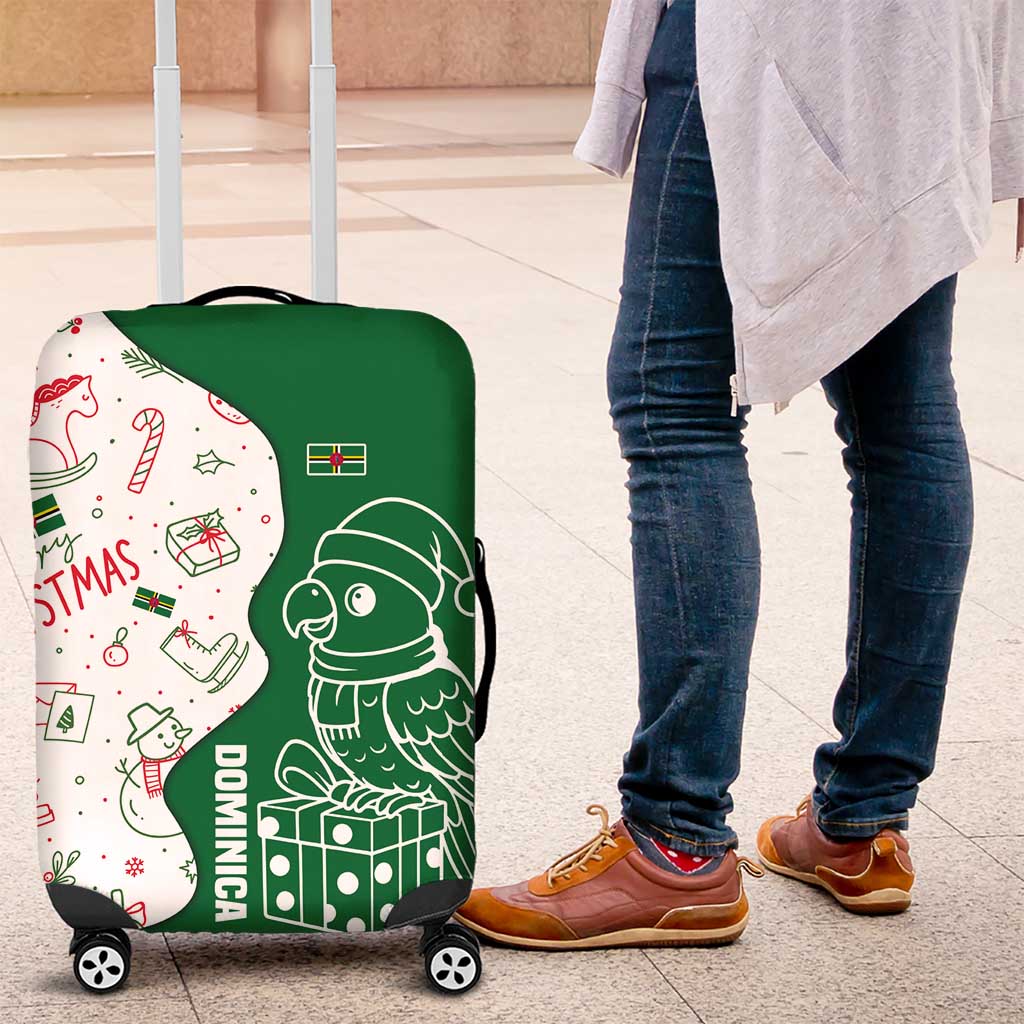 Dominica Christmas Luggage Cover with Parrot Gift Box and Festive Pattern Design - Wonder Print Shop