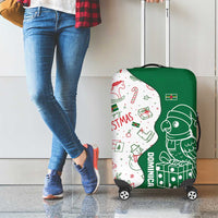 Dominica Christmas Luggage Cover with Parrot Gift Box and Festive Pattern Design - Wonder Print Shop