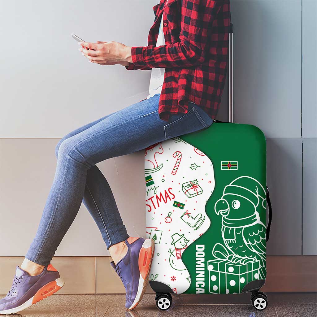 Dominica Christmas Luggage Cover with Parrot Gift Box and Festive Pattern Design - Wonder Print Shop