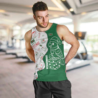 Dominica Christmas Men Tank Top with Parrot Gift Box and Festive Pattern Design - Wonder Print Shop