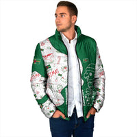 Dominica Christmas Padded Jacket with Parrot Gift Box and Festive Pattern Design - Wonder Print Shop