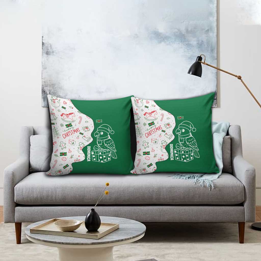 Dominica Christmas Pillow Cover with Parrot Gift Box and Festive Pattern Design - Wonder Print Shop