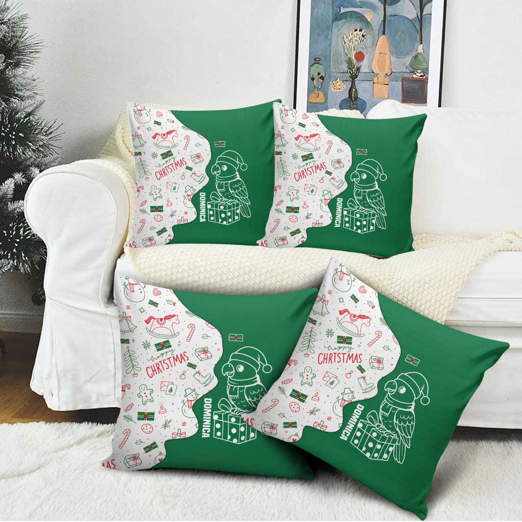 Dominica Christmas Pillow Cover with Parrot Gift Box and Festive Pattern Design - Wonder Print Shop