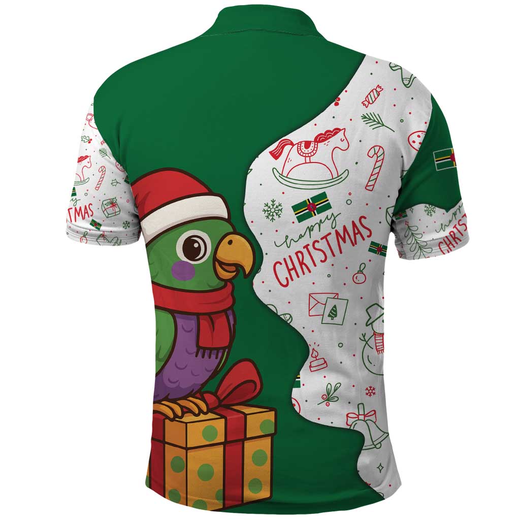 Dominica Christmas Polo Shirt with Parrot Gift Box and Festive Pattern Design - Wonder Print Shop