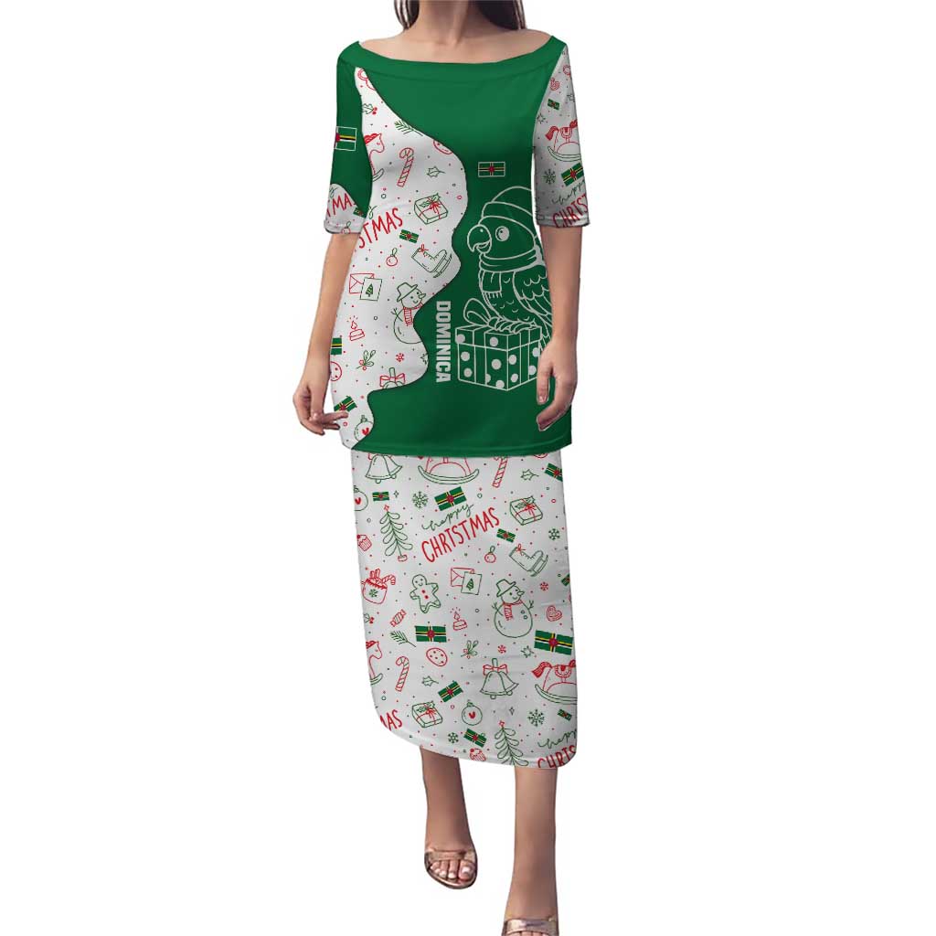 Dominica Christmas Puletasi with Parrot Gift Box and Festive Pattern Design - Wonder Print Shop