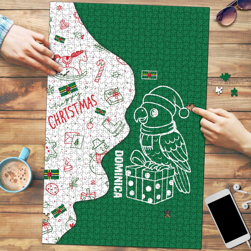 Dominica Christmas Puzzle with Parrot Gift Box and Festive Pattern Design - Wonder Print Shop