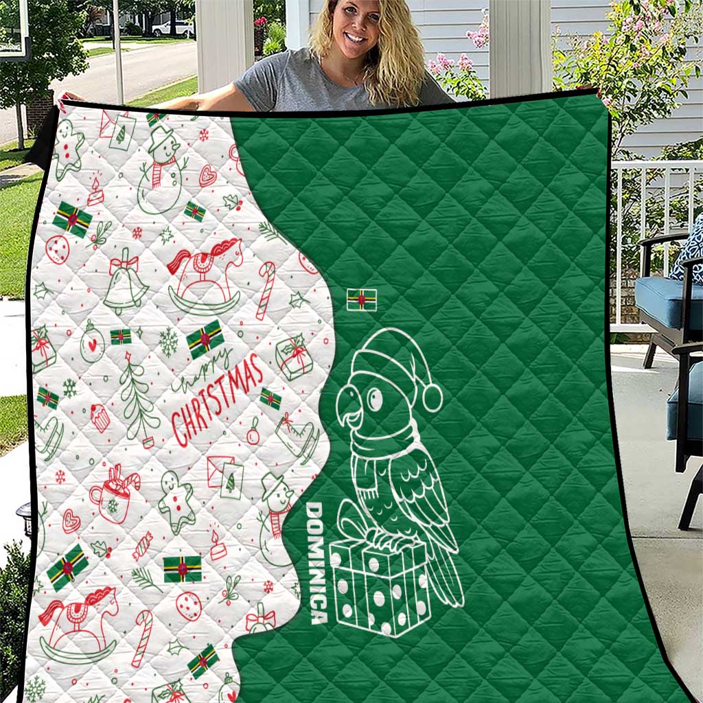 Dominica Christmas Quilt with Parrot Gift Box and Festive Pattern Design - Wonder Print Shop