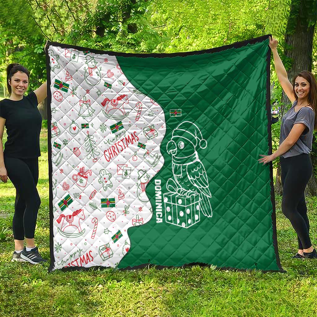 Dominica Christmas Quilt with Parrot Gift Box and Festive Pattern Design - Wonder Print Shop