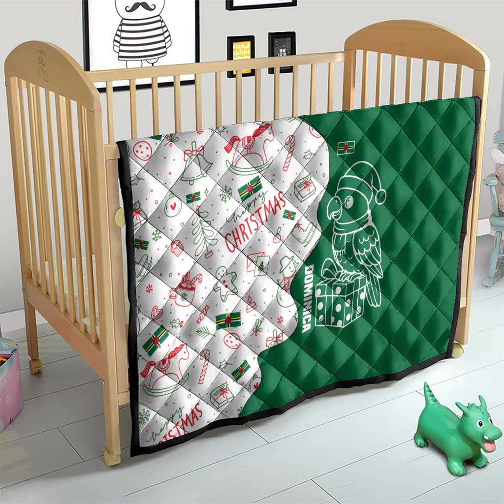 Dominica Christmas Quilt with Parrot Gift Box and Festive Pattern Design - Wonder Print Shop
