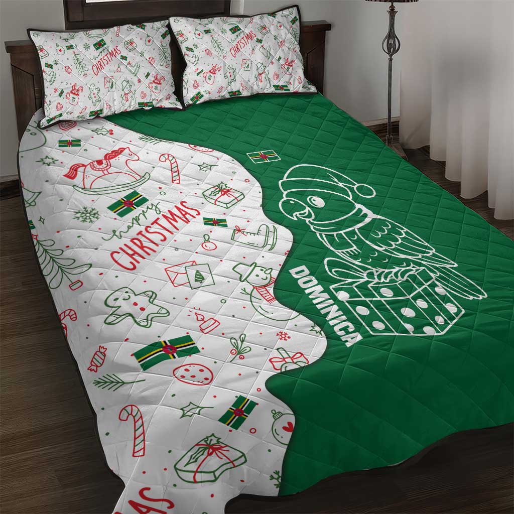 Dominica Christmas Quilt Bed Set with Parrot Gift Box and Festive Pattern Design - Wonder Print Shop