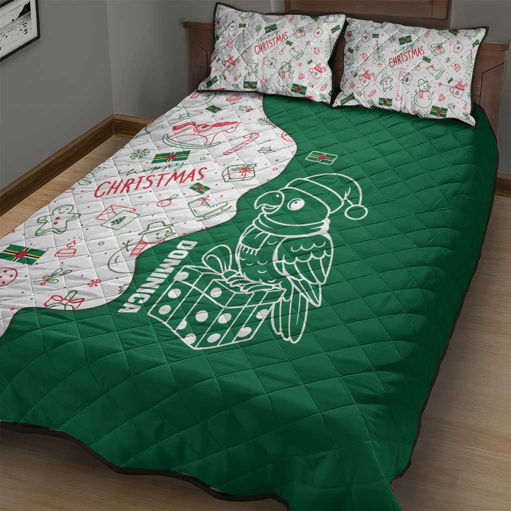 Dominica Christmas Quilt Bed Set with Parrot Gift Box and Festive Pattern Design - Wonder Print Shop