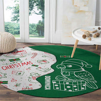 Dominica Christmas Round Carpet with Parrot Gift Box and Festive Pattern Design - Wonder Print Shop